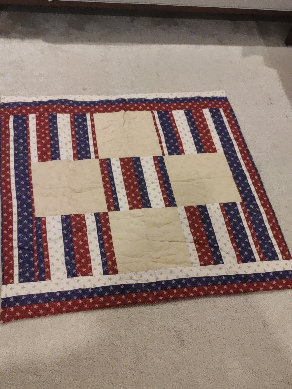 Patriotic American Flag Star Patchwork Cotton Quilt Throw Blanket Y2K Retro Insp